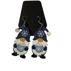 Blue Gnome Snowflake Earrings